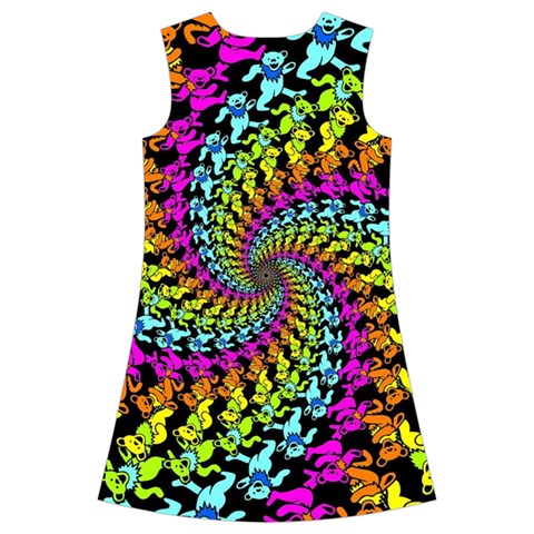 3d Grateful Dead 90 s Neon Dancing Bears Kids  Short Sleeve Velvet Dress from ArtsNow.com Back