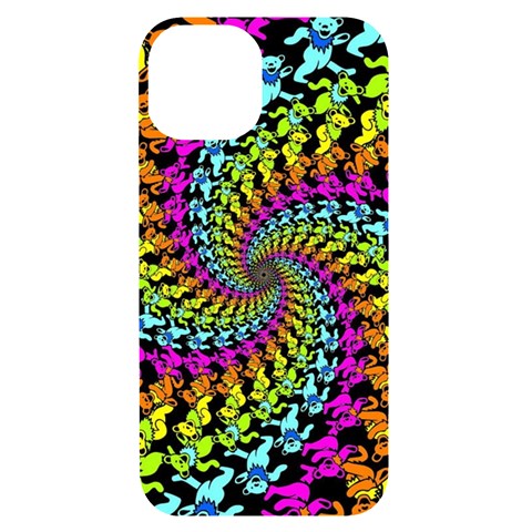 3d Grateful Dead 90 s Neon Dancing Bears iPhone 14 Black UV Print Case from ArtsNow.com Front