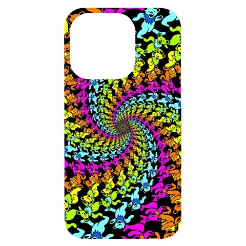 3d Grateful Dead 90 s Neon Dancing Bears iPhone 14 Pro Black UV Print Case from ArtsNow.com Front