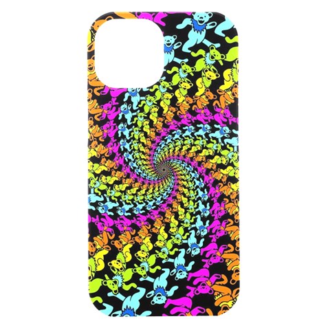 3d Grateful Dead 90 s Neon Dancing Bears iPhone 15 Black UV Print PC Hardshell Case from ArtsNow.com Front