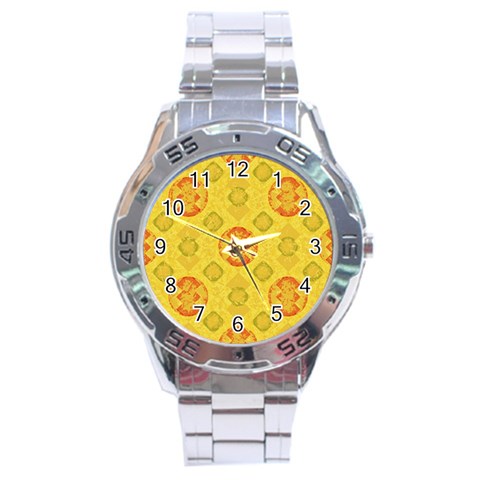 Art Pattern Design Background Stainless Steel Analogue Watch from ArtsNow.com Front