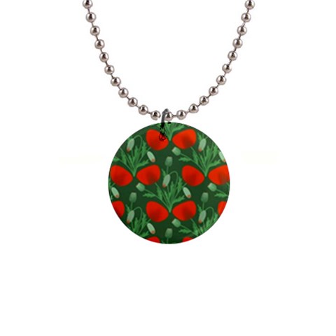 Poppy Fierce Wolf Poppies Bud 1  Button Necklace from ArtsNow.com Front