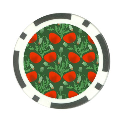 Poppy Fierce Wolf Poppies Bud Poker Chip Card Guard from ArtsNow.com Front