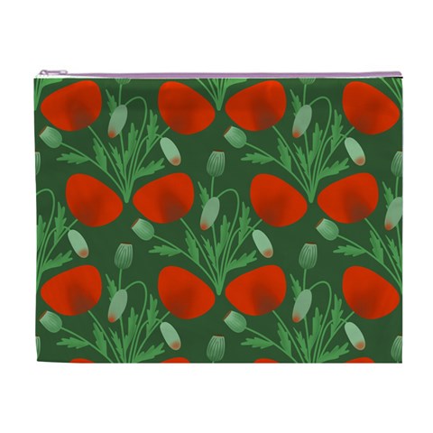 Poppy Fierce Wolf Poppies Bud Cosmetic Bag (XL) from ArtsNow.com Front