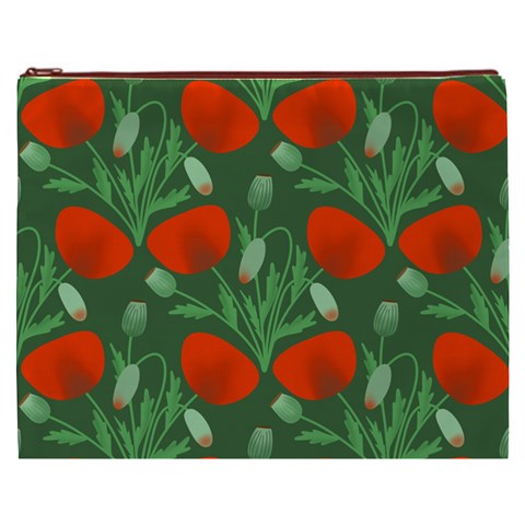 Poppy Fierce Wolf Poppies Bud Cosmetic Bag (XXXL) from ArtsNow.com Front