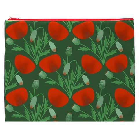 Poppy Fierce Wolf Poppies Bud Cosmetic Bag (XXXL) from ArtsNow.com Front