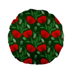 Poppy Fierce Wolf Poppies Bud Standard 15  Premium Flano Round Cushions from ArtsNow.com Front