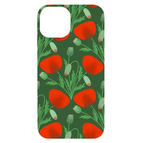 Poppy Fierce Wolf Poppies Bud iPhone 14 Black UV Print Case from ArtsNow.com Front