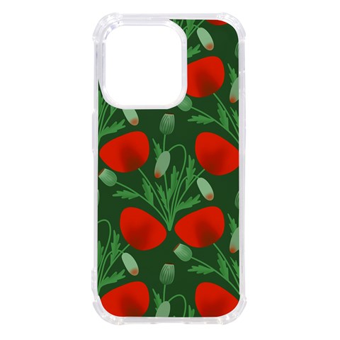 Poppy Fierce Wolf Poppies Bud iPhone 14 Pro TPU UV Print Case from ArtsNow.com Front