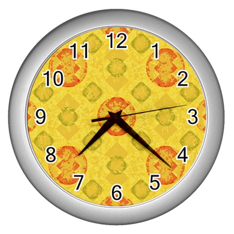 Art Pattern Design Background Wall Clock (Silver) from ArtsNow.com Front