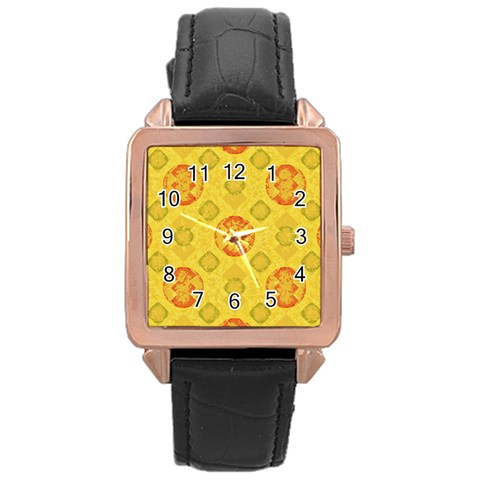 Art Pattern Design Background Rose Gold Leather Watch  from ArtsNow.com Front