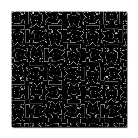 Enigmatic Demon Black and White Pattern Tile Coaster from ArtsNow.com Front