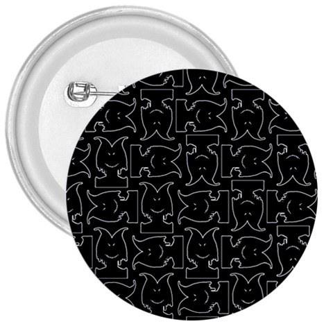 Enigmatic Demon Black and White Pattern 3  Buttons from ArtsNow.com Front