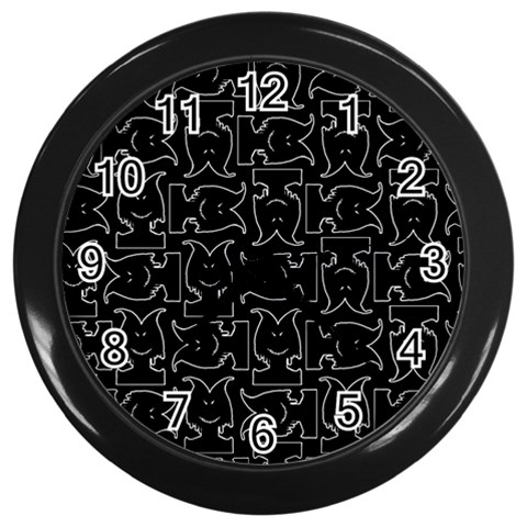 Enigmatic Demon Black and White Pattern Wall Clock (Black) from ArtsNow.com Front