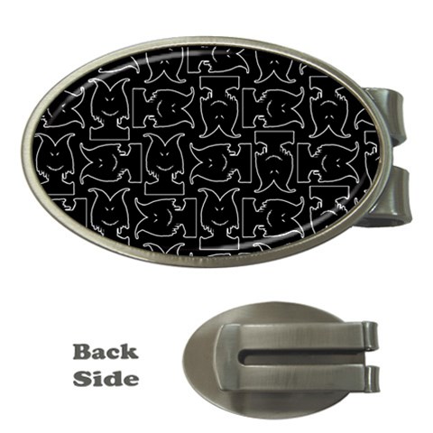 Enigmatic Demon Black and White Pattern Money Clips (Oval)  from ArtsNow.com Front