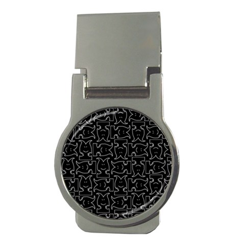 Enigmatic Demon Black and White Pattern Money Clips (Round)  from ArtsNow.com Front