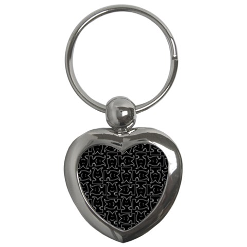 Enigmatic Demon Black and White Pattern Key Chain (Heart) from ArtsNow.com Front