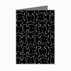 Enigmatic Demon Black and White Pattern Mini Greeting Card from ArtsNow.com Left