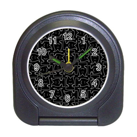 Enigmatic Demon Black and White Pattern Travel Alarm Clock from ArtsNow.com Front