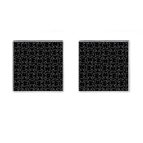 Enigmatic Demon Black and White Pattern Cufflinks (Square) from ArtsNow.com Front(Pair)