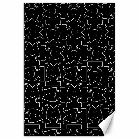 Enigmatic Demon Black and White Pattern Canvas 12  x 18  from ArtsNow.com 11.88 x17.36  Canvas - 1