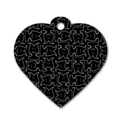 Enigmatic Demon Black and White Pattern Dog Tag Heart (Two Sides) from ArtsNow.com Front