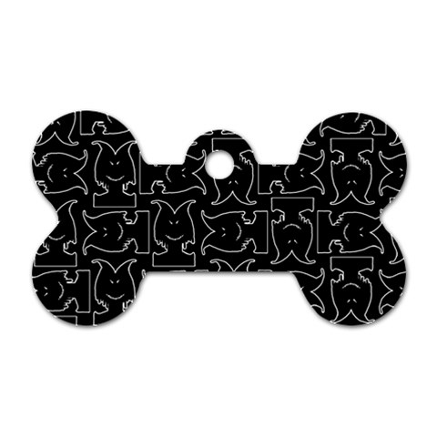 Enigmatic Demon Black and White Pattern Dog Tag Bone (Two Sides) from ArtsNow.com Front