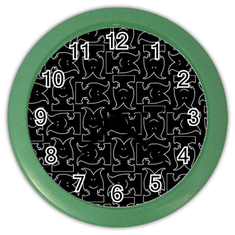 Enigmatic Demon Black and White Pattern Color Wall Clock from ArtsNow.com Front