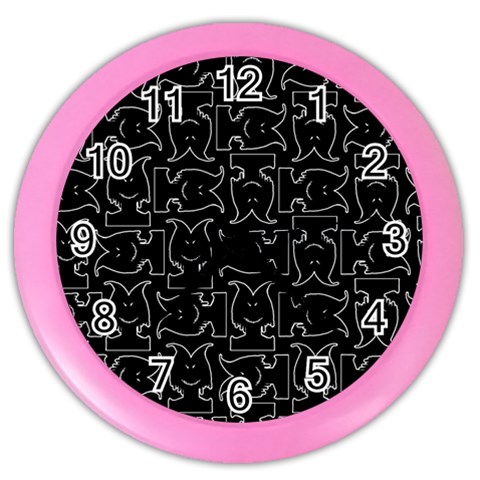 Enigmatic Demon Black and White Pattern Color Wall Clock from ArtsNow.com Front