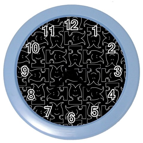 Enigmatic Demon Black and White Pattern Color Wall Clock from ArtsNow.com Front