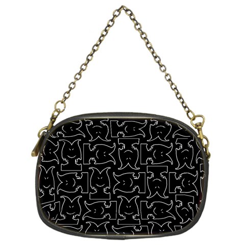 Enigmatic Demon Black and White Pattern Chain Purse (One Side) from ArtsNow.com Front