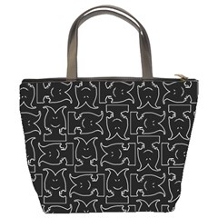 Enigmatic Demon Black and White Pattern Bucket Bag from ArtsNow.com Back