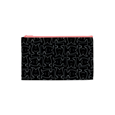 Enigmatic Demon Black and White Pattern Cosmetic Bag (Small) from ArtsNow.com Front