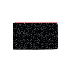 Enigmatic Demon Black and White Pattern Cosmetic Bag (Small) from ArtsNow.com Front