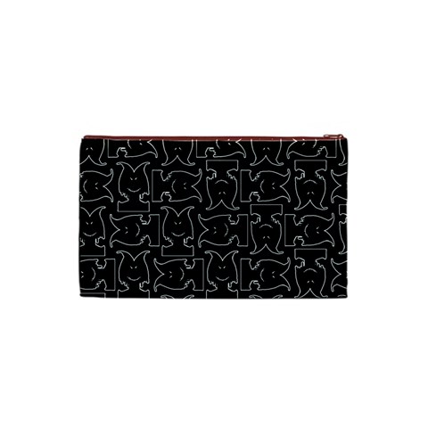 Enigmatic Demon Black and White Pattern Cosmetic Bag (Small) from ArtsNow.com Back