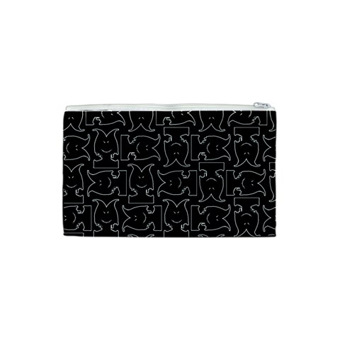 Enigmatic Demon Black and White Pattern Cosmetic Bag (Small) from ArtsNow.com Back