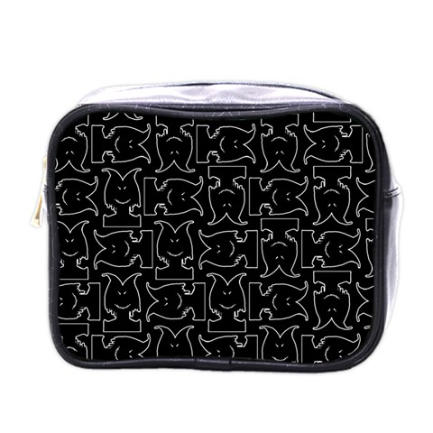 Enigmatic Demon Black and White Pattern Mini Toiletries Bag (One Side) from ArtsNow.com Front