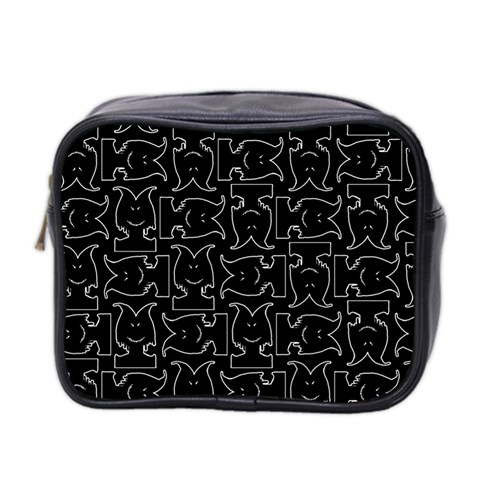 Enigmatic Demon Black and White Pattern Mini Toiletries Bag (Two Sides) from ArtsNow.com Front