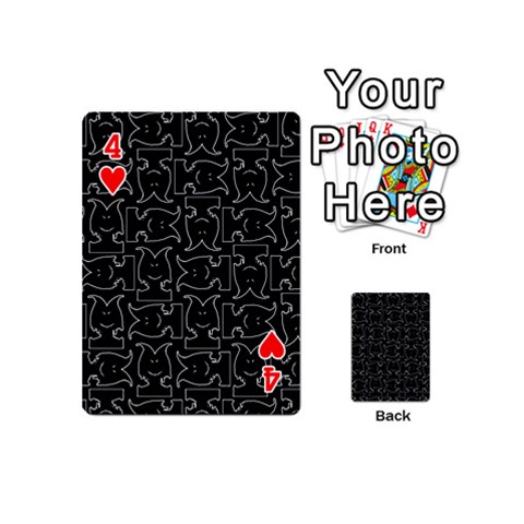 Enigmatic Demon Black and White Pattern Playing Cards 54 Designs (Mini) from ArtsNow.com Front - Heart4