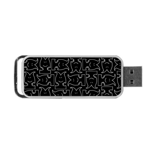 Enigmatic Demon Black and White Pattern Portable USB Flash (One Side) from ArtsNow.com Front