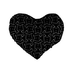 Enigmatic Demon Black and White Pattern Standard 16  Premium Heart Shape Cushions from ArtsNow.com Front