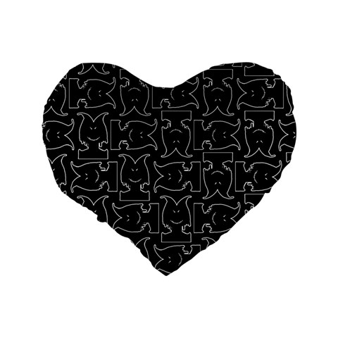 Enigmatic Demon Black and White Pattern Standard 16  Premium Heart Shape Cushions from ArtsNow.com Back