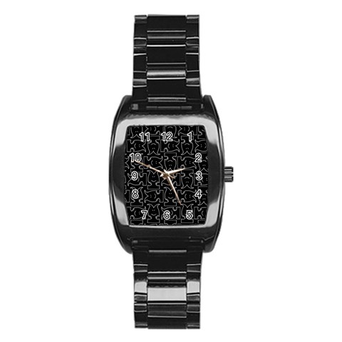 Enigmatic Demon Black and White Pattern Stainless Steel Barrel Watch from ArtsNow.com Front