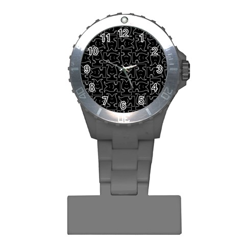 Enigmatic Demon Black and White Pattern Plastic Nurses Watch from ArtsNow.com Front