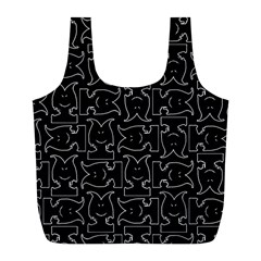 Enigmatic Demon Black and White Pattern Full Print Recycle Bag (L) from ArtsNow.com Front