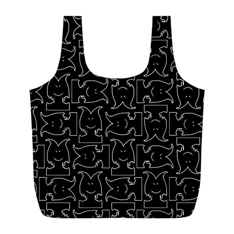 Enigmatic Demon Black and White Pattern Full Print Recycle Bag (L) from ArtsNow.com Back