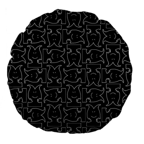 Enigmatic Demon Black and White Pattern Large 18  Premium Flano Round Cushions from ArtsNow.com Front