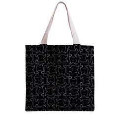 Enigmatic Demon Black and White Pattern Zipper Grocery Tote Bag from ArtsNow.com Front