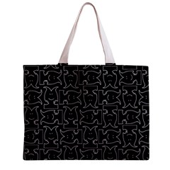 Enigmatic Demon Black and White Pattern Zipper Mini Tote Bag from ArtsNow.com Front