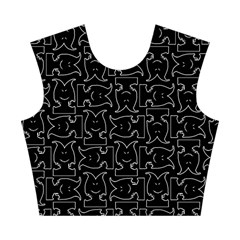 Enigmatic Demon Black and White Pattern Cotton Crop Top from ArtsNow.com Front